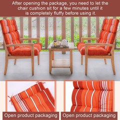 Dilunave Adirondack Chair Cushions Set of 46 x 22 x 4 inches, Orange Stripes