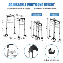 Toilet Safety Rails, Stainless Steel Adjustable Toilet Frame with Soft Handle…