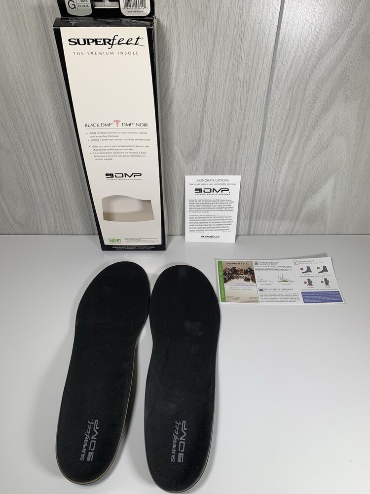 Superfeet Black Premium Insole Men’s 13-1/2 – 15 DMP MORENO 3 Layer Memory Foam