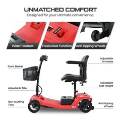 4 Wheels Foldable Mobility Scooter 20 Miles 330bs Capacity 5 MPH w/ LED Light