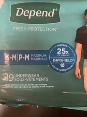 Depend Fresh Protection Adult Small/Medium Underwear 19 Ct-Pack of 2=38Underwear