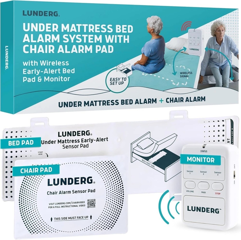 Lunderg Under Mattress Bed Alarm for Elderly Adults – Wireless Sensor Pad SEALED