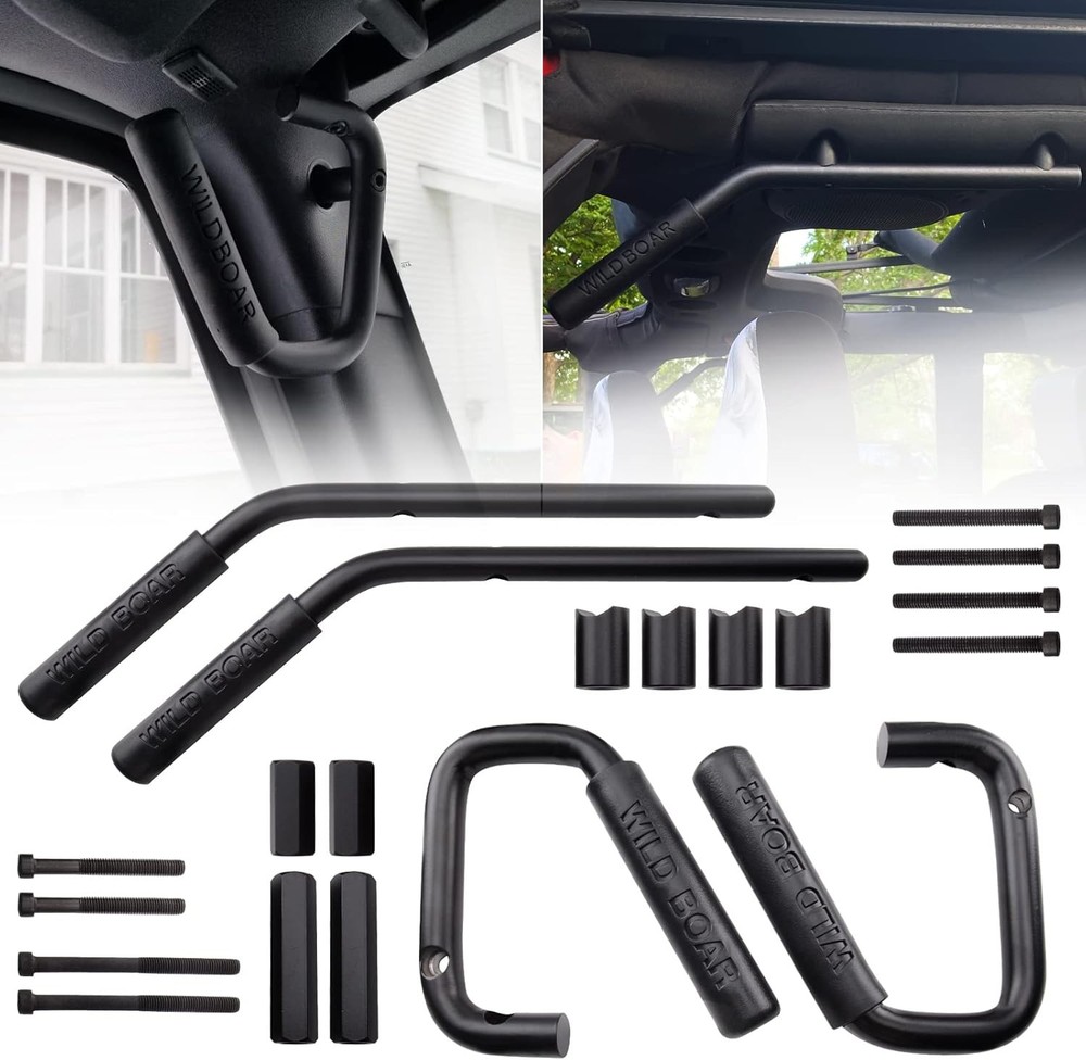 Front & Rear Grab Handle Kit Aluminum Alloy Grab Bar for 2007-2018 Jeep Wrang…