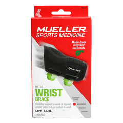 Mueller Green Wrist Braces: LG/XL Wrist Brace / Left (Black)