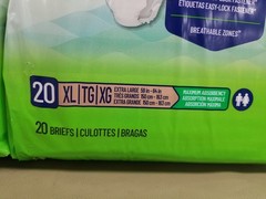 OPEN BOX of Four Prevail Nu-Fit Daily Briefs Size XL Packages 20 Each Package