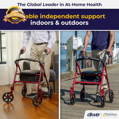 Rollator Walker with Seat Foldable Steel 350LB Height Adjustable