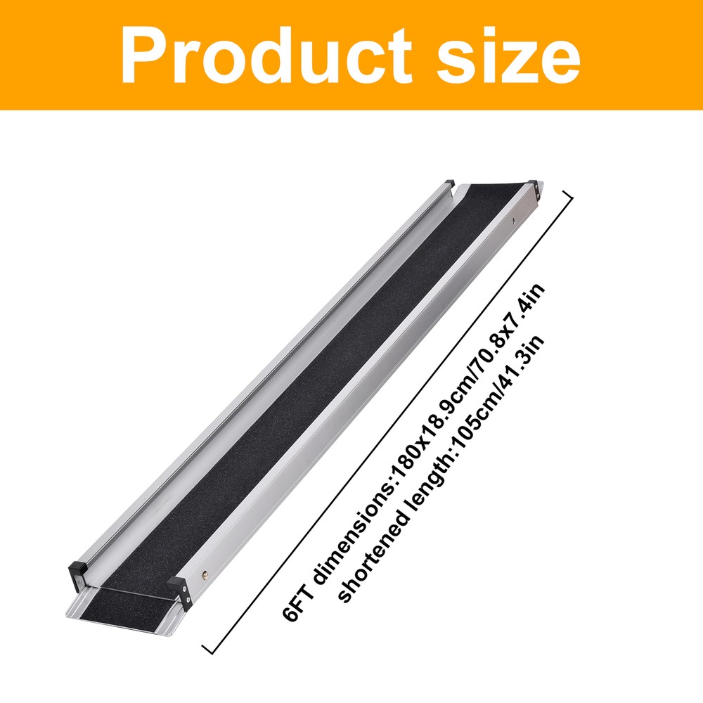 2 Pack Telescopic Aluminum Alloy Wheelchair Ramp 4/6/8 Ft Mobility Ramp 660 Lbs