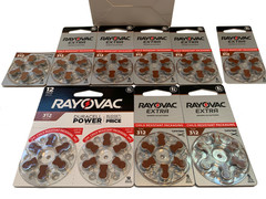 Lot of 60 Batteries, Size 312, Rayovac Extra, Hearing Aid Battery, in Packs of 6