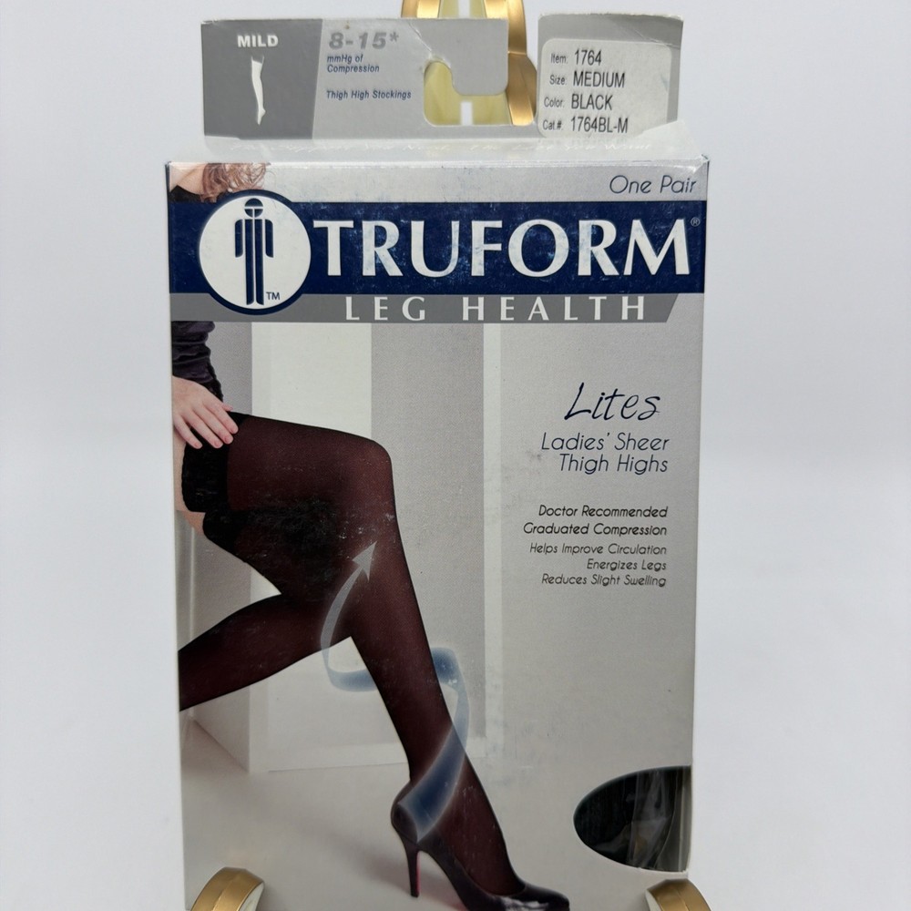 TRUFORM Lites Sheer Thigh High 8-15mmHg (Black) Medium