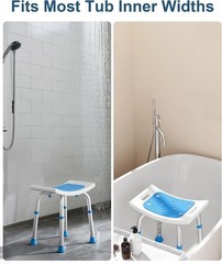 Bathroom Bench Durable Adjustable Aluminum 400lb Senior Handicap Suction Secure