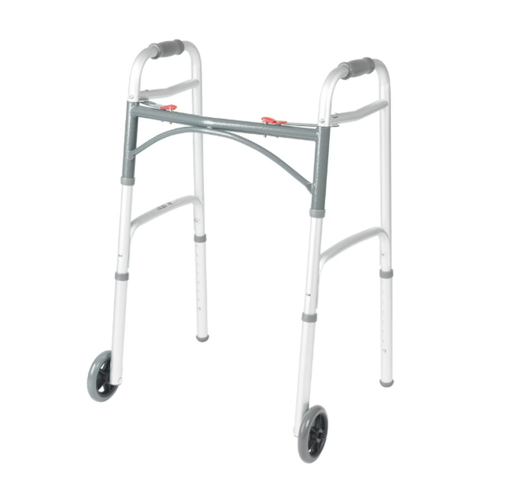 Drive Medical Deluxe Folding Walker with Wheels, U-Shaped Frame