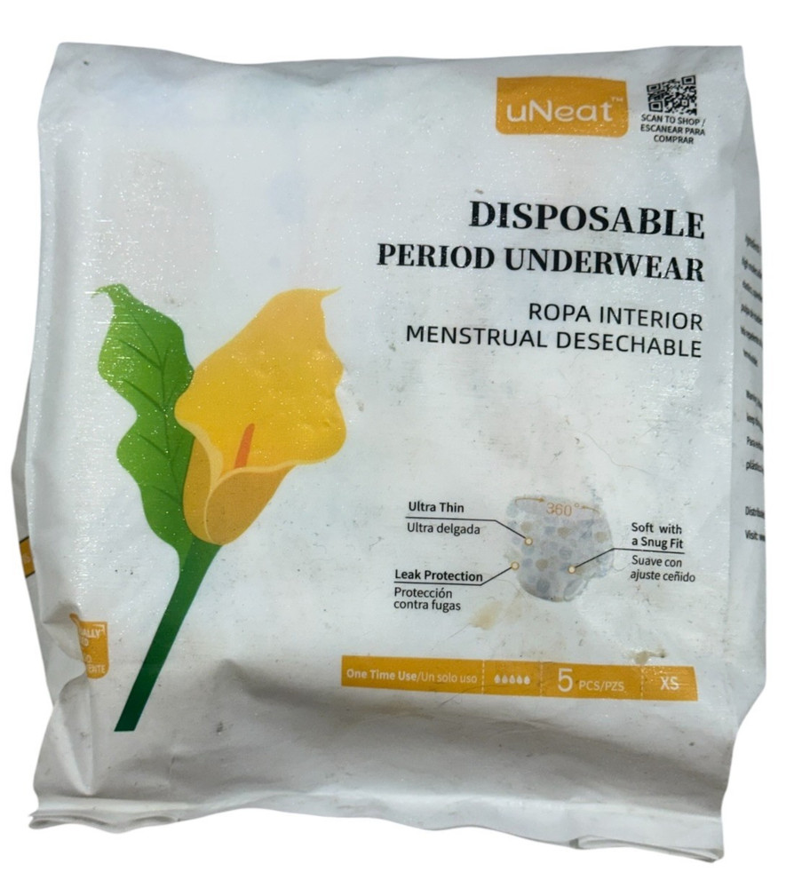 uNeat Disposable Period Underwear, Ultra Thin, Leak Protection, 5PC, Size XS
