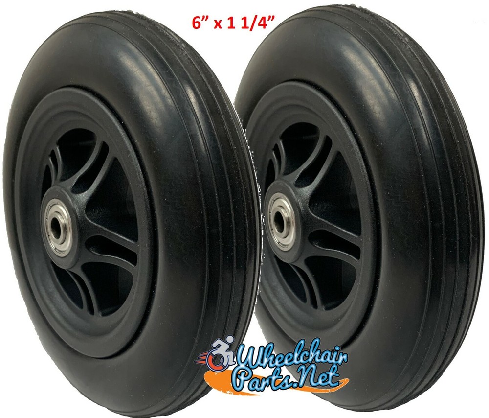 Set of 5″ or 6″ Wheelchair Caster Wheels With 1.60″ Hub and 5/16″ Bearings