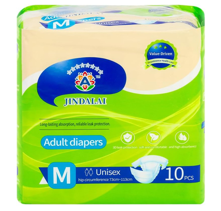 Jindalai Adult Diapers Tabs Heavy Absorbency Leak Protection Disposable 10 Count