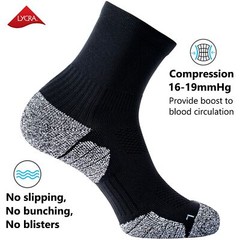 Compression Athletic Unisex Quarter Socks Cushioned 4-Pairs Black M