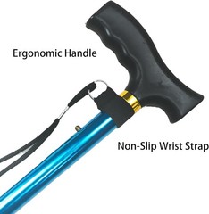 5-Level Adjustable Lightweight Cane with Wrist Strap – Travel-Friendly Design