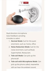 JH-D26 Rechargeable BTE Sound Amplifier w/ Charging Case, 4 Modes, Silver Pair