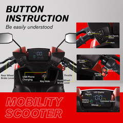 1000W Heavy Duty 4 Wheel Mobility Scooters for Seniors 40 Miles 500 lb Capacity