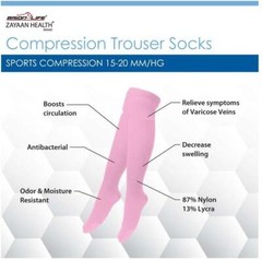 Classic Compression Socks (15-20 mm/Hg) Anti-Fatigue,Black, Blue, Pink and White