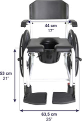 PRO – Shower Wheelchair, Adjustable Chair with Wheels for Disabled Adult, Self P