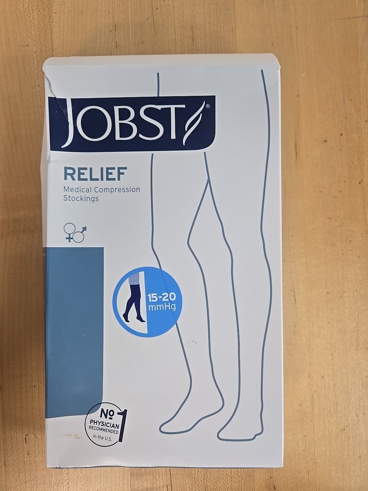 New JOBST Relief Thigh High Closed Toe Dot Band 15-20mmHg (Beige) X-Large