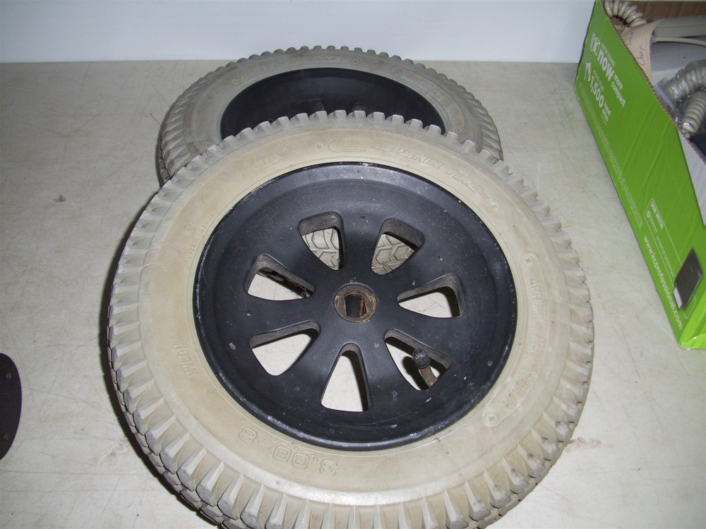 Jazzy 1100 1120 1122 Drive Wheels 3.00-8 Tires Good Tread Good Tubes