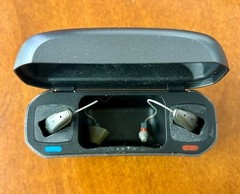 2 JABRA ENHANCE SELECT 200 HEARING AIDS IN BOX WITH ACCESSORIES AND MANUAL