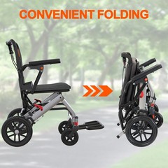 Garvee Folding Wheelchair for Seniors Lightweight Aluminum Flip Armrests outdoor