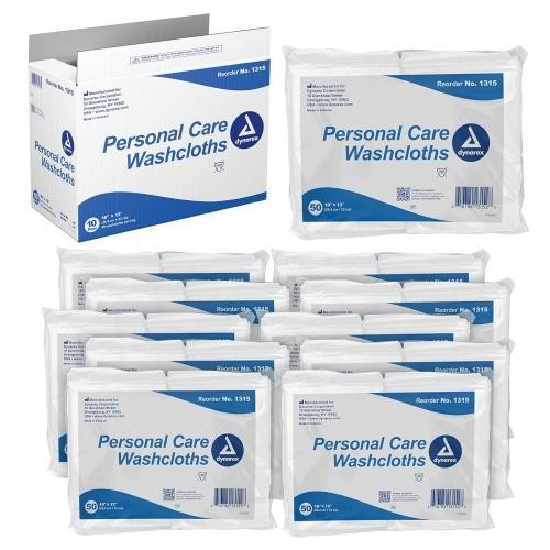 Dynarex 1315 Dry Personal care Washcloth 10″X13″ – 50 Pack