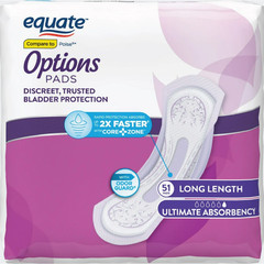 Equate Options Women’s Incontinence Pads – Long , Ultimate Absorbency, 102 count