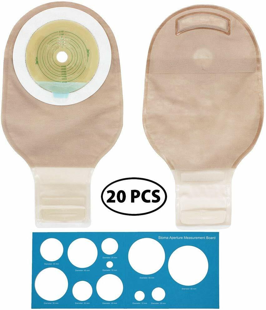 20Pcs Ostomy Bags One Piece Drainable Pouches for Colostomy Ileostomy Stoma Care