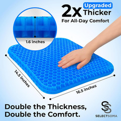 Double-Thick Gel Seat Cushion for Long Sitting Pressure Relief for Back, Sciatic