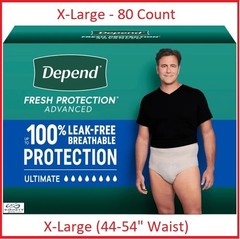 Depend Fresh Protection Advanced for Men (X-Large) – 80 Count – Free Shipping!