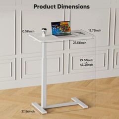 Sweetcrispy Overbed Bedside Table with Wheels Adjustable Hospital & Home Use