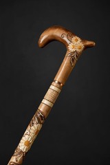 Walking Cane for Ladies Chamomile Flower, Hand-carved pretty cane with Floral D