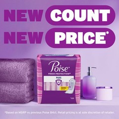 Incontinence Pads for Women, 4 Drop Moderate Absorbency, Long Length, 78 Count
