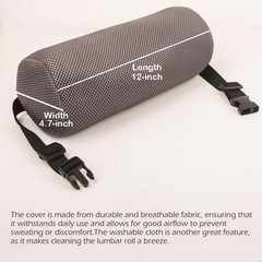 1Pcs Lumbar Roll Support Pillow Coverâ€“ Low Back for Grey