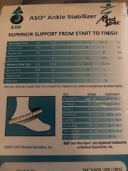 ASO Ankle Brace Stabilizer Adult Small New Fits Left or Right Foot