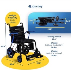 Journey Air Elite Power Wheelchair Foldable Lightweight Joystick Black Blue