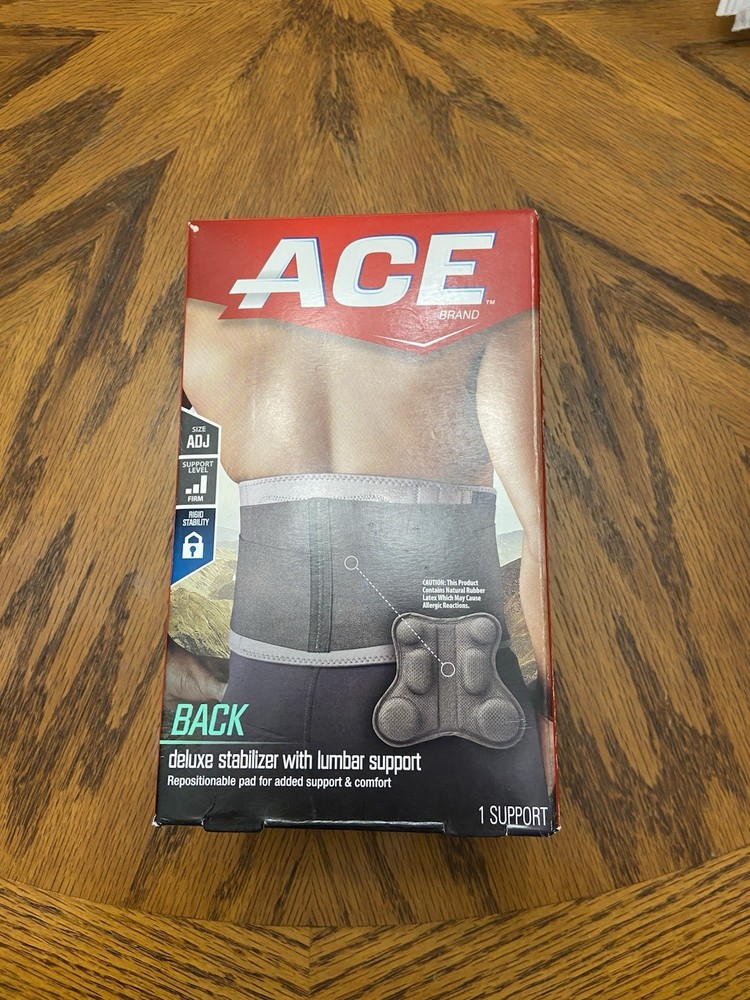 ACE Deluxe Back Stabilizer Brace Lumbar Support Adjustable 48in Breathable Pads
