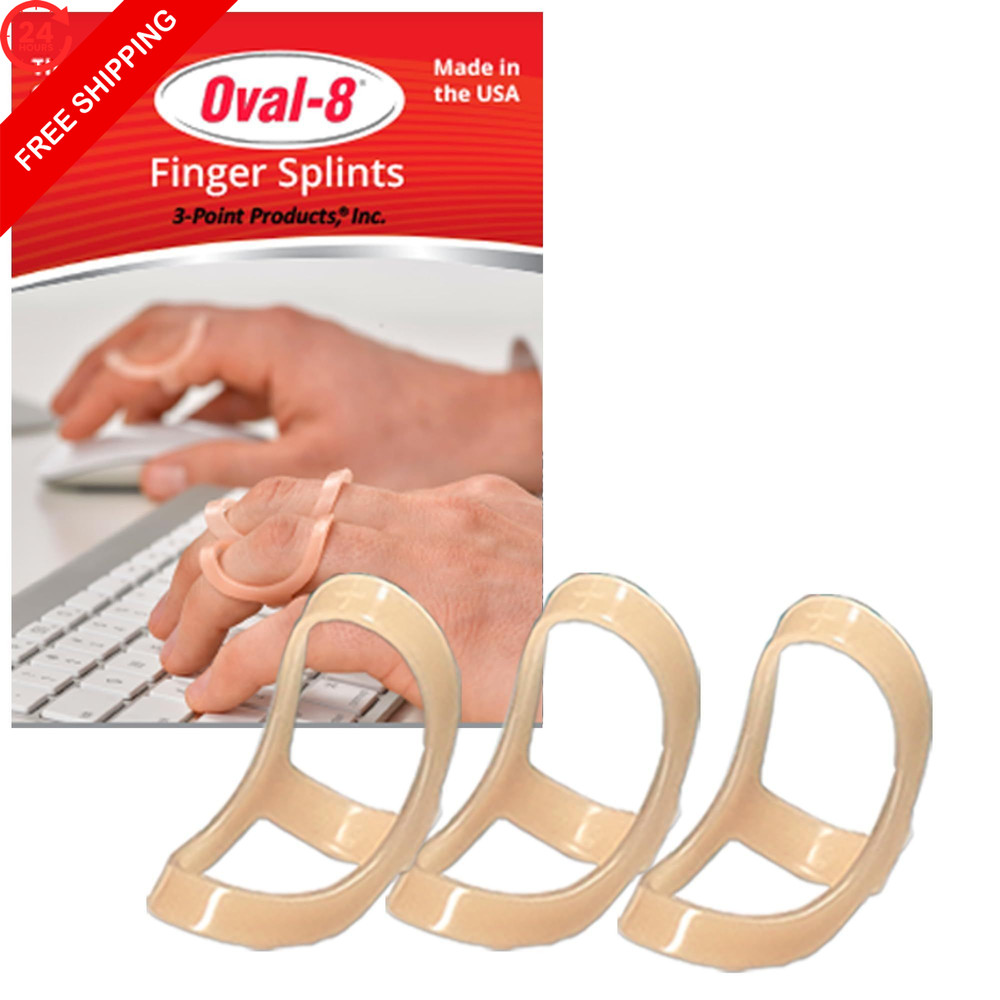 3-Point Products Oval-8 Finger Splints, Sizes 6, 7, 3 Piece Assortment, Beige