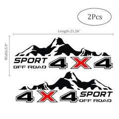 4X4 Off Road Sport with Mountain Pattern Decal Stickers 2Pcs, Black-and-red