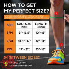 NEWZILL Compression Calf Sleeves XX-Large Black/Green 20-30mmHg