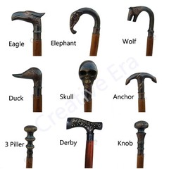 Antique Brass Handle Vintage Style Brown Wooden Walking Stick Cane Handmade Gift