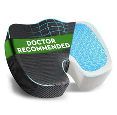 Cooling Ergonomic Gel Seat Cushion for Chair, Black/Blue/White
