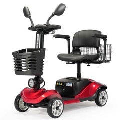 4 Wheels Mobility Scooter Electric Big Space for Overweight Adult W/ Rear Mirror