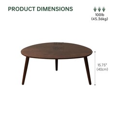 Wayshome Small Oval Coffee Table Mid Century Modern Coffee Table For Living