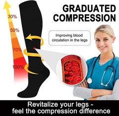 15-20mmHg Graduated Compression Support Socks Knee High Men Women S~XL (3 Pairs)