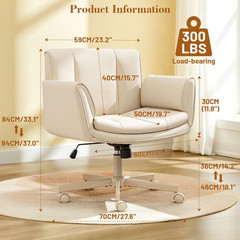 Adjustable Criss Cross Chair with Wheels & Armrests for Home & Office Use