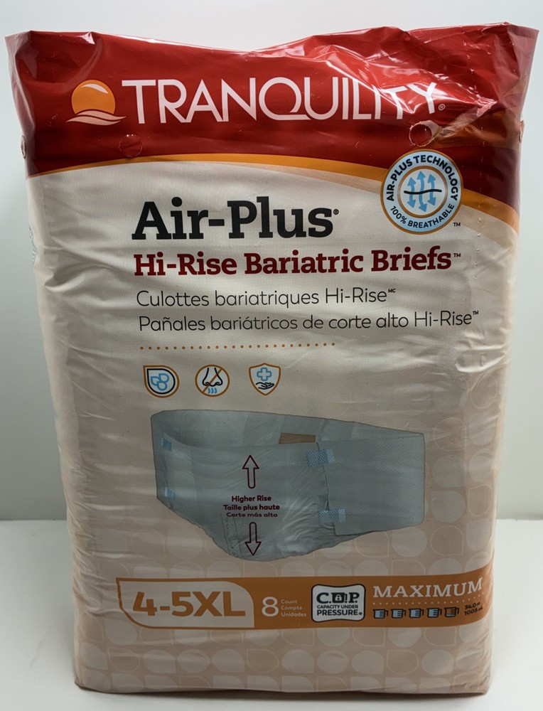 Hi-Rise Bariatric Disposable Briefs 4-5 X-Large with AIR-Plus Fully Breathable